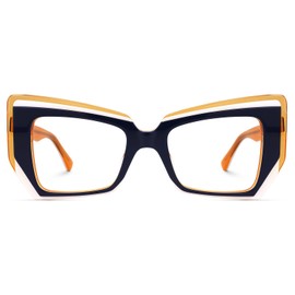 Zeelool Fashion Geometric Glasses Acetate Frame for Women with Non-prescription Clear Lens Verdejo ZWA187997-02 Dark-Blue