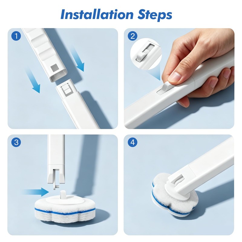SetSail Disposable Toilet Brush for Bathroom Cleaning, 16 Replacement,White
