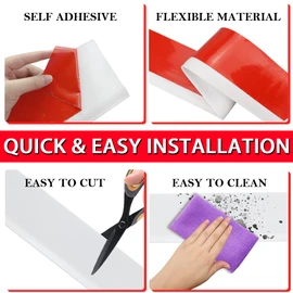 Vinyl Wall Base Baseboard Molding Trim 6" Flexible Self Adhesive Rubber Wall Base Moulding Trim Peel and Stick Design, 6 Inch x 20 Feet, White