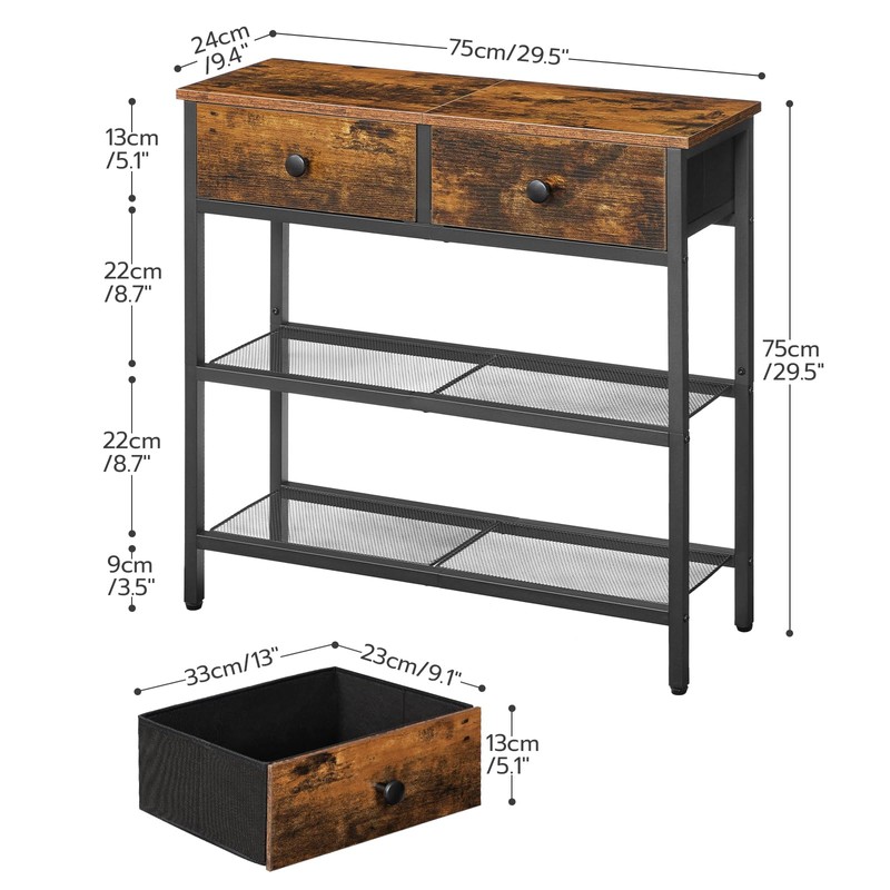 HOOBRO 29.5" Narrow Console Table with 2 Fabric Drawers, Sofa