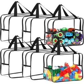Paquete de 6 bolsas grandes de almacenamiento de juguetes con cierre,Bolsa organizadora de juguetes de plástico transparente reutilizable,Recipientes 
