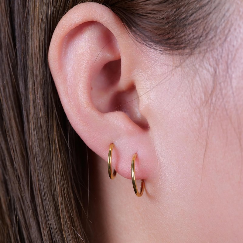 Limerencia G23 Titanium Slim Huggie Hoop Earrings, Hypoallergenic F136 Implant