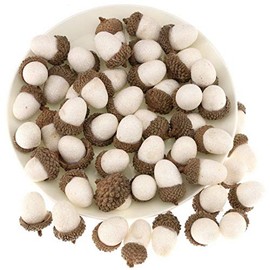 Gresorth 50pcs High Grade Artificial White Acorn Decoration Fake Acorns for Home Wedding Decor Vase Filler DIY Table Crafting Material
