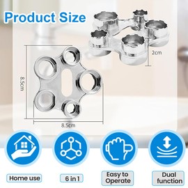 Faucet Mounting Wrench 10 Sizes Including M16/M18/M22/M24/M28 - Stainless Steel Tap Installation Tool for Setup and Disassembly, Self Tapping Strainer Insert Wrench (Silver)