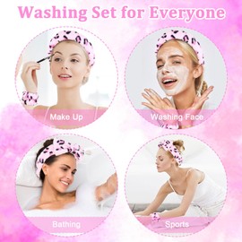Araluky 6 Pcs Terry Cloth Headbands and Wristbands - Sponge Puffy Headband for Skincare, Makeup Removal, and Shower