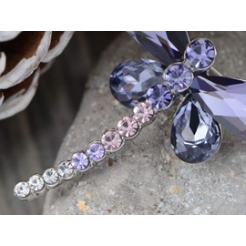 Alilang Silvery Tone Shine Amethyst Purple Crystal Rhinestones Dragonfly Insect Brooch Pin