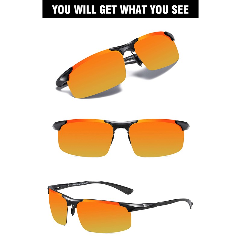 Duco Men's Sports Carbon Fiber Temple Polarized Sunglasses 100% UV