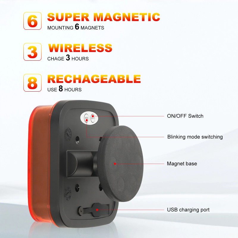 Aaiwa Wireless LED Rear Tail Lights Battery Operated USB Magnetic