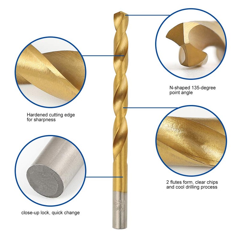 COMOWARE 100 Pcs Titanium Drill Bit Set - High Speed