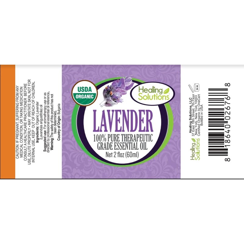 Healing Solutions Organic Lavender Essential Oil (2 oz / 60