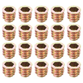 sourcing map 50Pcs Threaded Inserts, M10-1.5x15 Zinc Alloy Hex-Flanged Nut Threaded Inserts, Hex Socket Drive Nut Threaded Inserts Bolt Fastener Connector for Wood, Furniture Nuts