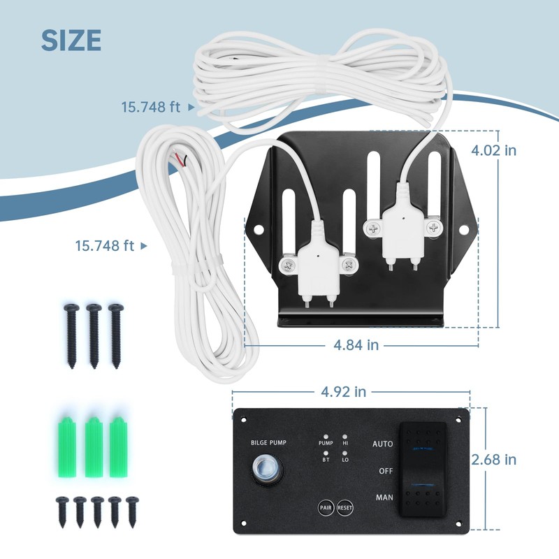 Bilge Pump Switch with Intelligent Water Level Sensor, Zuomeng Bluetooth