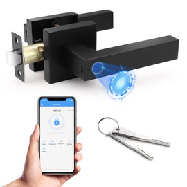 KNOBWELL Smart Fingerprint Door Lock with Biometric Keyless Entry - Black Electronic Deadbolt Door Knob with App Control, Keyless Thumbprint Entry Door Lock for Home, Apartment, Bedroom, Office