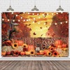 Leowefowa Fall Banner 10x8ft Polyester Harvest Hay Farm Pumpkin Patch