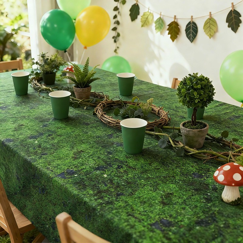 Kochorie 2 Pieces Green Moss Pattern Plastic Tablecloth 108 x