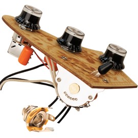 LAMSAM Wiring Harness Kit for Electric Guitar with HSS Pickup Configuration, Push Pull Coil Splittable Wiring, Prewired 5 Way Blade Switch Full Size Pots Orange Capacitor, Output Jack Included, Black