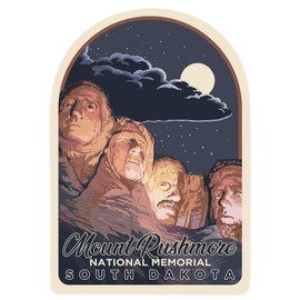 Die Cut Sticker Mount Rushmore National Memorial, South Dakota, Night Scene, Contour Vinyl Sticker 1 to 3 inches (Waterproof Decal for Cars, Water Bottles, Laptops, Coolers), Small