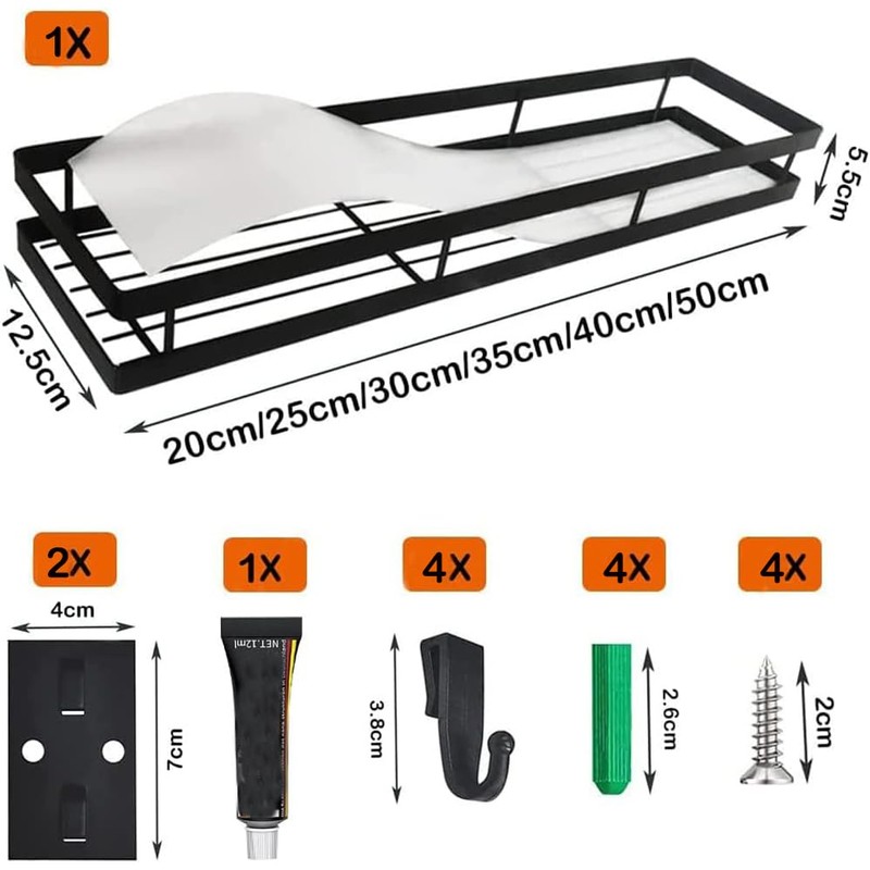 YunNasi Kitchen Wall Shelf No Drilling 1 Tier Shower Shelf