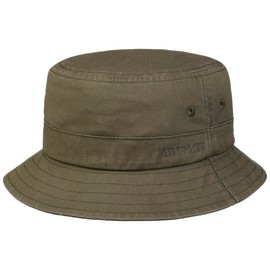 Stetson Organic Cotton Hat with UV Protection Women/Men – Made of 100% Organic Cotton – Wrinkle-Free Crushable – Sustainable – Bucket Hat Plain Colours – Packable Fishing Hat – Spring/Summer, olive