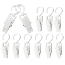 Kyuionty 12 Pcs Plastic Swivel Hanging Hooks Super Strong Rotating Laundry Hook Hangers Clothes Clips Closet Hangers for Home Clothing Store Workshop, White