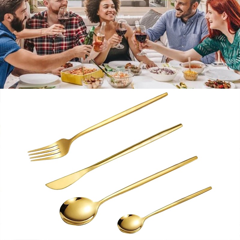 6 Set Gold Cutlery Set Stainless Steel Elegant Steak Knife