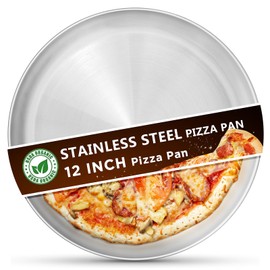 Kevenal Stainless Steel Pizza Pans 12 inch, Pizza-Pan for Oven, Steel Pizza Tray, Round Pizza Plate Set of 1