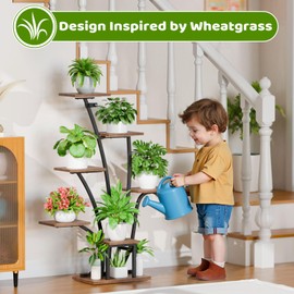 Plant Stand Indoor with Grow Lights - 7 Tiered Corner Plant Shelf Indoor, 43" Tall Plant Stands for Indoor Plants, Metal Plant Shelves, Flower Plant Holder for Living Room, Balcony, Patio Decor