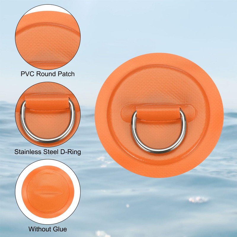 PATIKIL D-Ring Patch, 6 Pcs Stainless Steel D-Ring PVC Patch