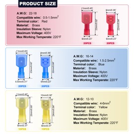Twidec/100PCS Nylon Spade Connectors Kit 22-10 Gauge Quick Disconnect Fully Insulated Male and Female Wire Spade Terminal Assortment Kit And Wire Crimper Tool With Stripper Cutter