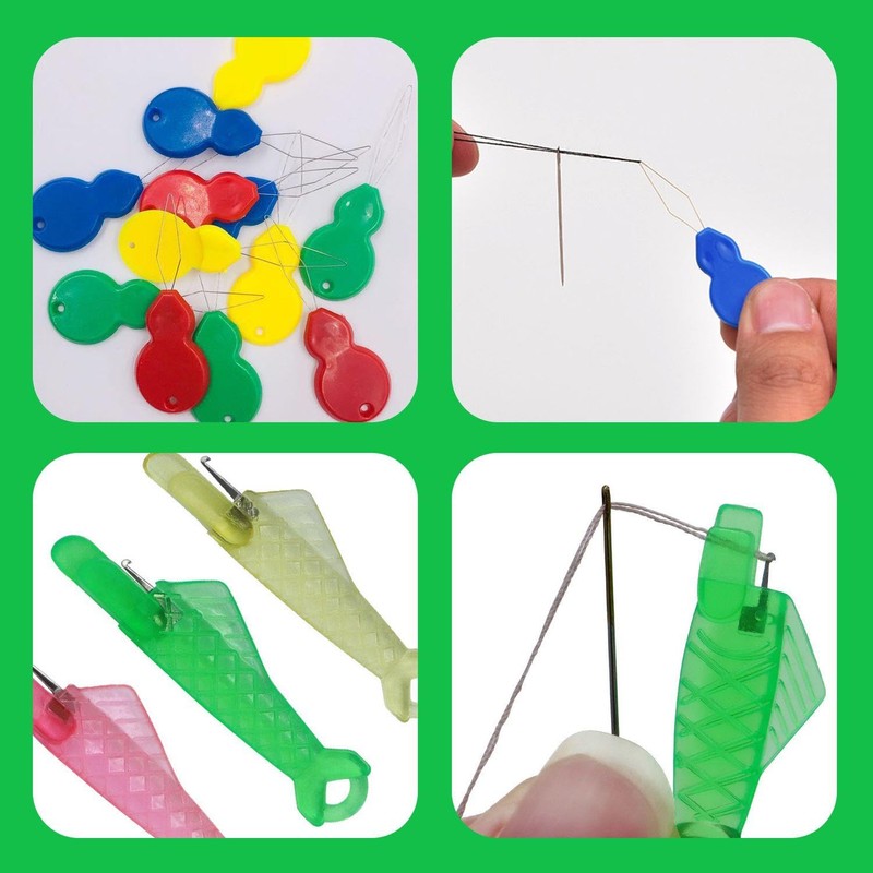 12-Piece Needle Threader, Automatic Plastic Needle Thread, Double-Ended Needle and