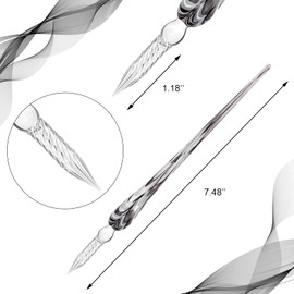 WANDIC Glass Dip Pen, 5 Pcs Crystal Glass Calligraphy Signature Pens With Pen Holder, Borosilicate Present Pen For Writing, Drawing, Signatures, Calligraphy, Gifts