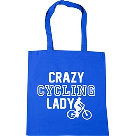 Hippowarehouse Crazy Cycling Lady Tote Shopping Gym Beach Bag 42cm x38cm, 10 litres