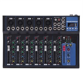 7 Channel Audio Mixer, Bluetooth Portable Audio Mixer w/USB DJ Sound Mixing Console MP3 Jack 48V Power for Computer Recording, Sounds Mixer Board For Studio Recording