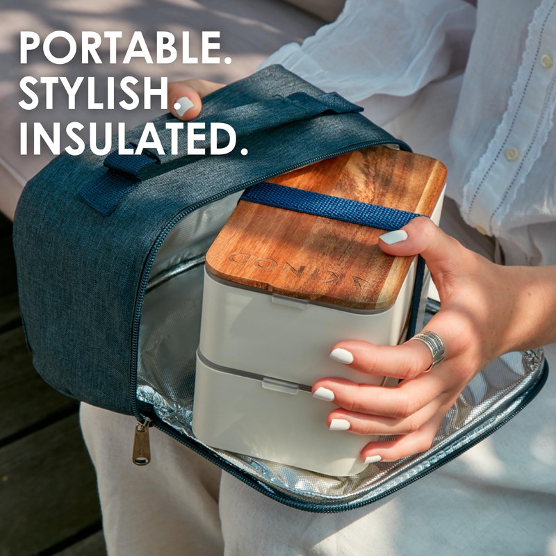 akinod Bento+Lunch Bag White/Terracotta