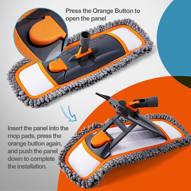 CLEANHOME Mops for Floor Cleaning with 3 Different Washable Pads