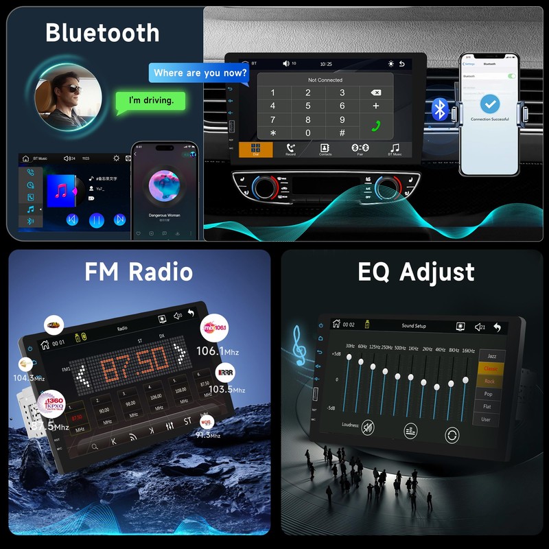 9 inch Single Din Car Stereo Touch Screen Wireless Carplay