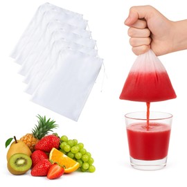 Nut Milk Bags Set of 6 (20 x 30 cm) Reusable Nylon Filter Cloths with Drawstring, Fine Mesh for Nut Milk, Cheese, Coffee, Yoghurt and Fruit