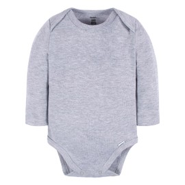 Gerber Unisex Baby Long Sleeve Solid Onesies Multi-Pack Interlock 180 GSM, Grey Heather