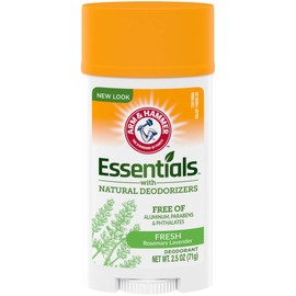 Arm & Hammer Essentials Deodorant with Natural Deodorizers, Wide Stick, Fresh 2.5 oz (Pack of 6)