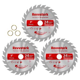 3 Pack 3 Inch Carbide Circular Saw Blade 24 Tooth for Wood, Plastic, PCV, Acrylic, Aluminum with 7/16" Arbor, 3/8" Bushing, Fit Dewalt Craftsman Ryobi Milwaukee