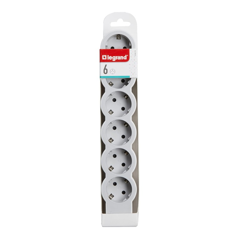 LEGRAND, Flat Power Strip, 6-Way Socket, Multiple Socket, Without Cable,