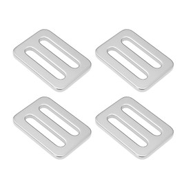 ECSiNG 4pcs Stainless Steel Webbing Double Hole Buckle Sliding Buckle 35x25x2.8mm Inner Hole 26x5mm Used for Backpack Gold Clothing Luggage Fasteners
