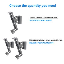 EMAQUIN Wall Mounts Brackets-Pair Set-2PCS for SONOS ONE/SONOS ONE SL/SONOS Play 1 Speaker (Include 2PCS,Swivel and Tilt,Compatible with Both SONOS ONE/ONE SL/SONOS Play 1,Black Pair)