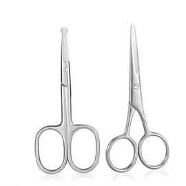 minkissy 1set Eyebrow Scissor Nose Mustache Cutter Scissors Nasal Stainless Lace Trimmer Silver 2pcs