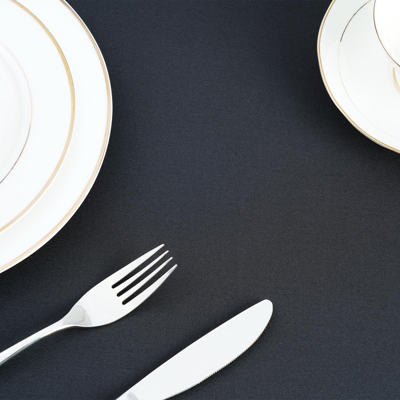Zdada 72inch Black Round Polyester Tablecloth Wedding Party Restaurant Banquet