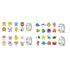 Nhgkju 4 Rolls of 2000 Animal Stickers for Kids - Reward Stickers for Children with Ocean, Farm & Wildlife Designs (1 Inch, 500 per Roll) - Teacher Resources, Classroom & Craft Supplies