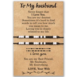 Desimtion Valentines Day Gifts for Husband, I Love You Morse Code Bracelet Birthday Gifts for Husband from Wife, I Love You Giftsfor Him, Father Day for Husband