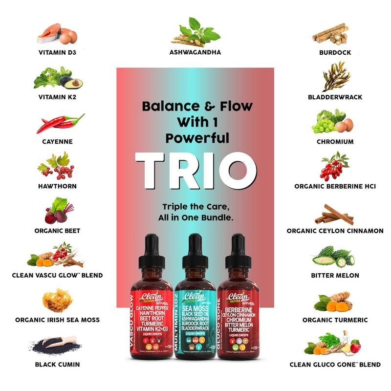 Clean Nutra Flow, Fuel & Function Trio – Heart, Metabolic