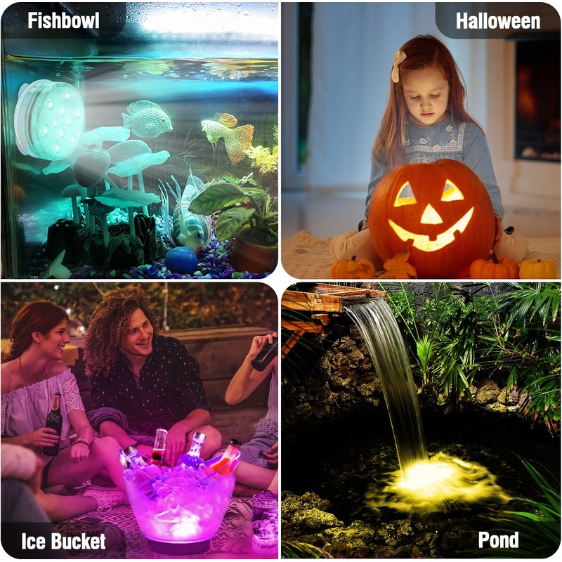 Rechargeable Submersible Pool Lights with Remote, Waterproof Underwater Charging Battery