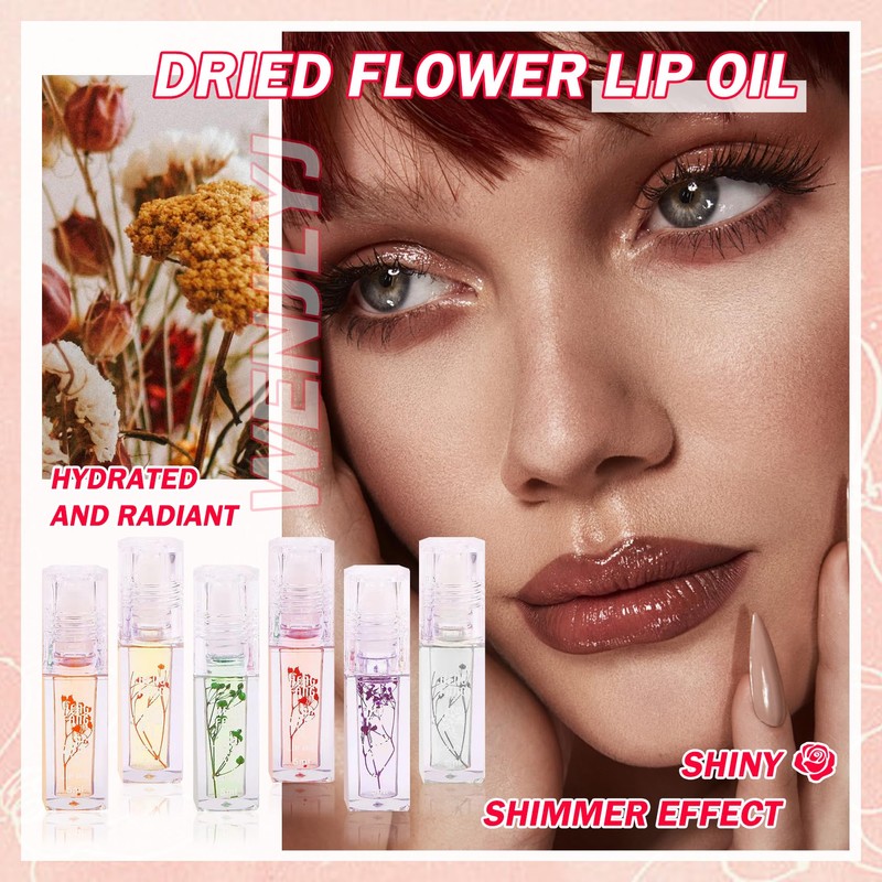 WENJLYJ 6 Pack Lip Oil Set,Plumping Translucent Lip Glow Oil,Hydrating